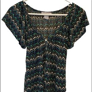 Charlotte Russe Green Multicolor Blouse Size Small